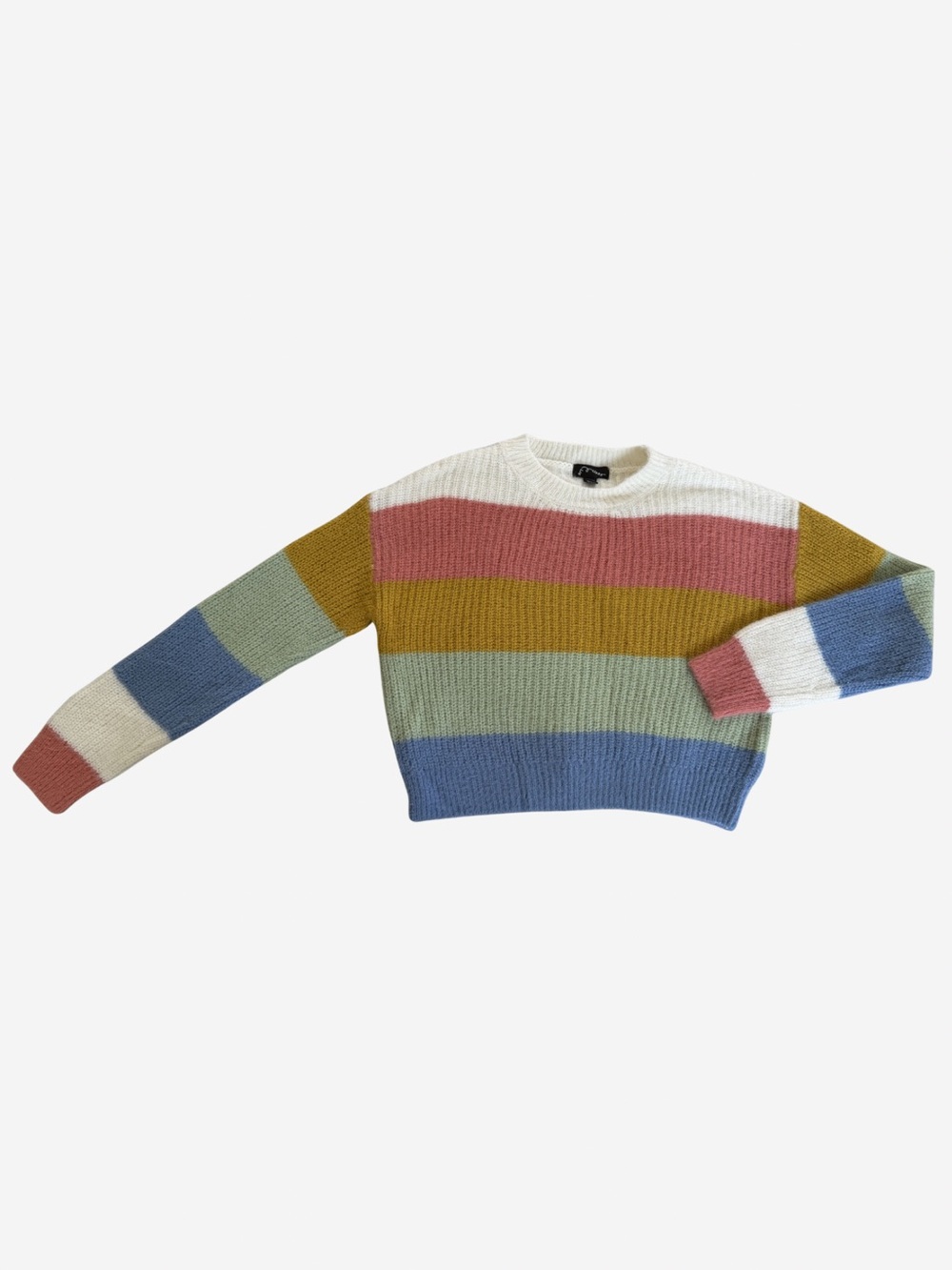 art class Multicolor Striped Knit Sweater - White, Pink, Mustard, Sage, Blue